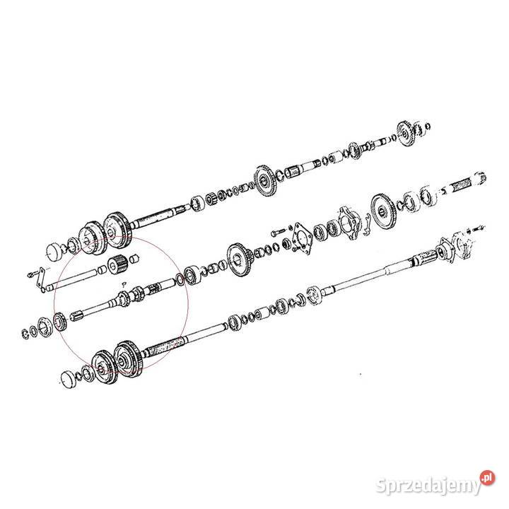 Wałek skrzyni biegów 392 mm 13T22T17T26T Kubota Tajęcina