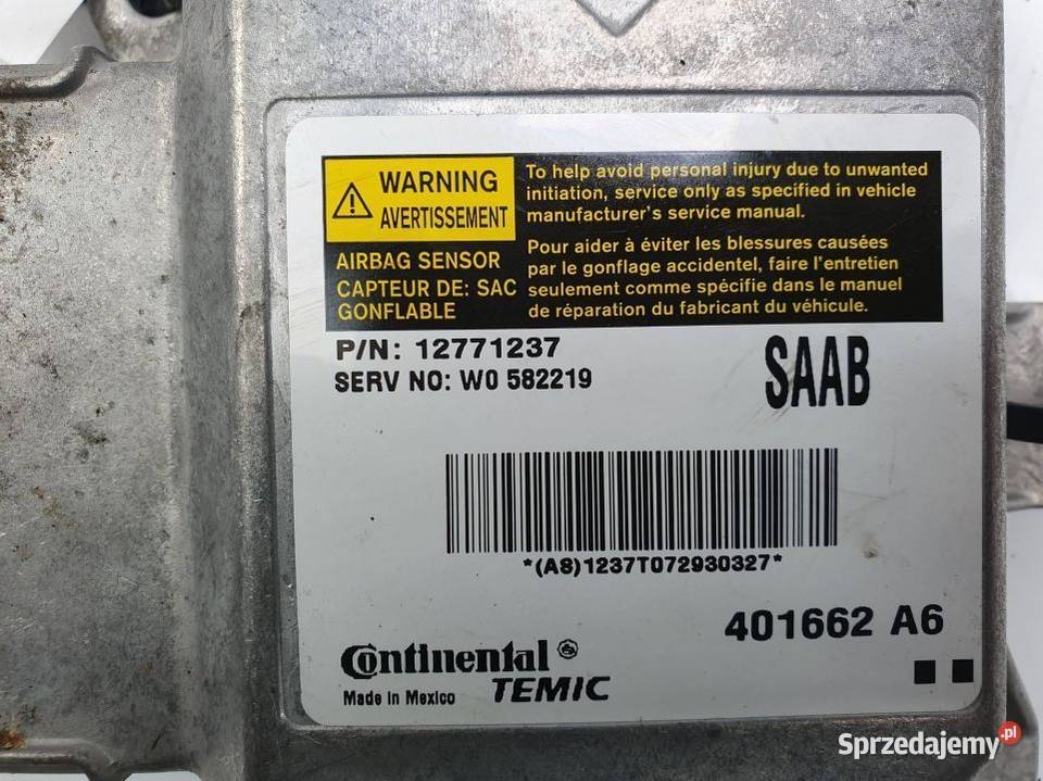 SENSOR AIRBAG SAAB 93 12771237 kujawsko-pomorskie sprzedam