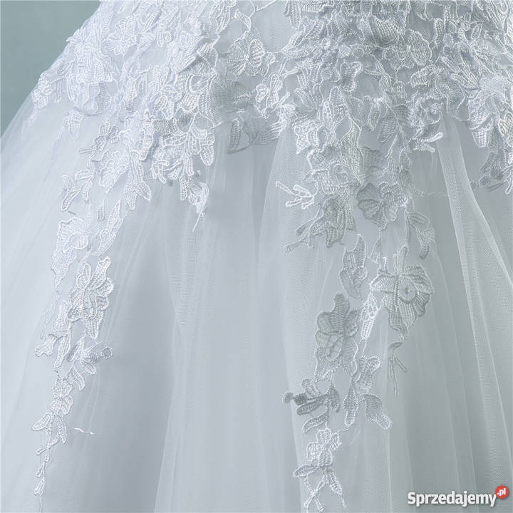 Suknia ślubna wiązana z koronką 38 M 44 XXL biały Moda i Styl Jelenia Góra sprzedam