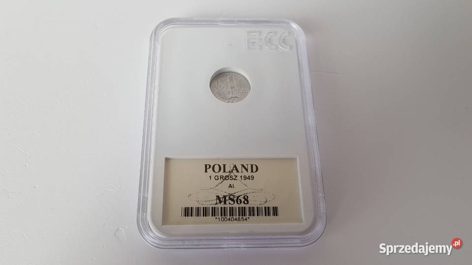 1 grosz 1949 MS68 holder GCN ECC PRL Dąbrowa Górnicza