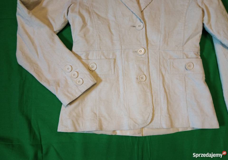 Wygodny jasny prążkowany bawełniany żakiet Rozmiar 38(M) Warszawa