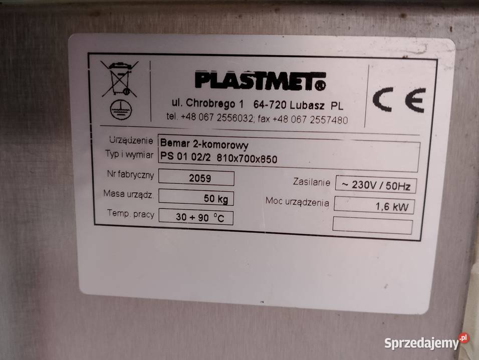Bemar z nadstawką 2xGN 11 Plastmet 01 022 dolnośląskie Wrocław sprzedam