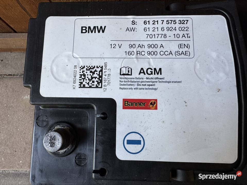 Akumulator oryginał BMW 12V 90Ah 900A AGM małopolskie Myślachowice