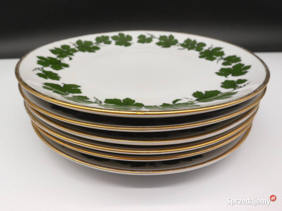 Talerze deserowe 6 Graf von Henneberg Ilmenau Porcelana i szkło Raszków
