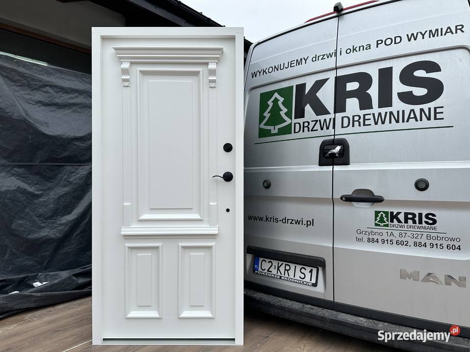 Drzwi drewniane zewnętrzne z klamką schlage NA Budownictwo i akcesoria kujawsko-pomorskie Grzybno
