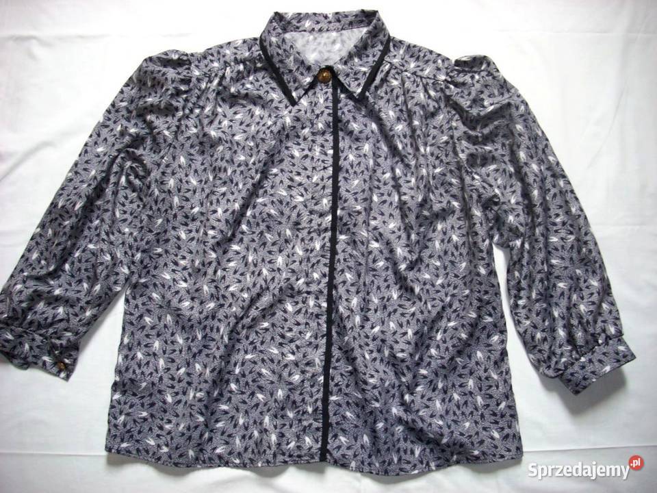 Elegancka Szara Koszula Bufki Lamówka 46 48 Nowy Sącz