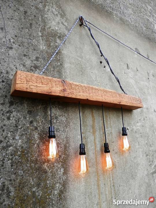 Lampa sufitowa ręcznie wykonana ze starej belki sprzedam