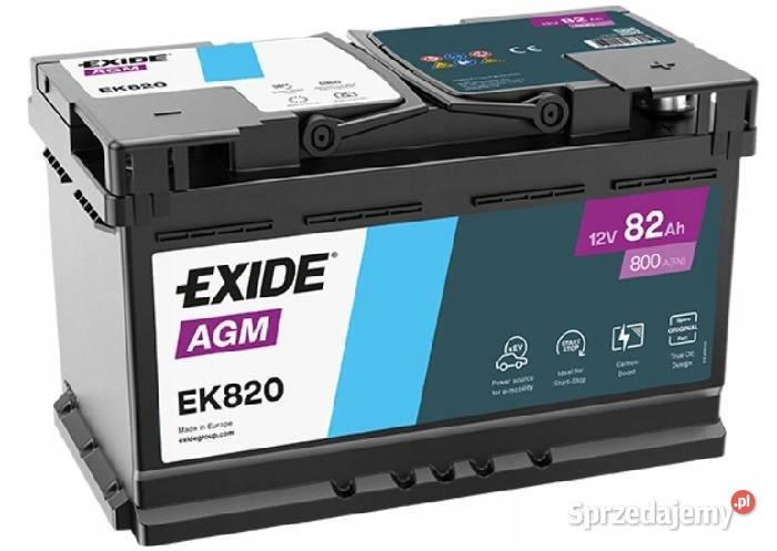 Akumulator 82Ah 800A EN EXIDE AGM STARTSTOP osobowe Akumulatory Ostrowiec Świętokrzyski