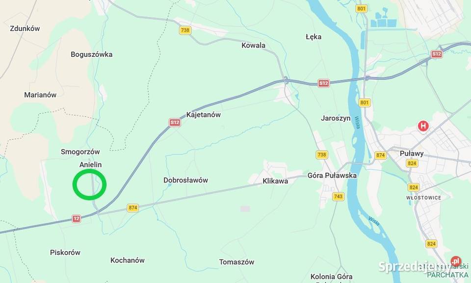 Sprzedam działkę 29 ar w Anielinie lubelskie Puławy