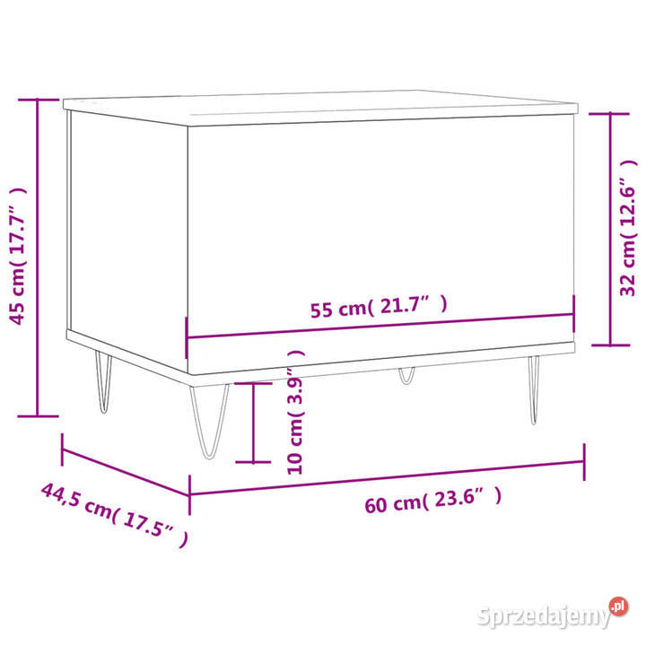 Stolik kawowy przydymiony dąb 60x445x45 WM830953 Warszawa