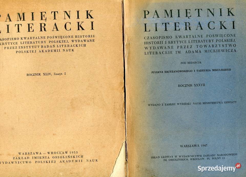 Pamiętnik Literacki Rocznik XXXVII Rocznik XLIV