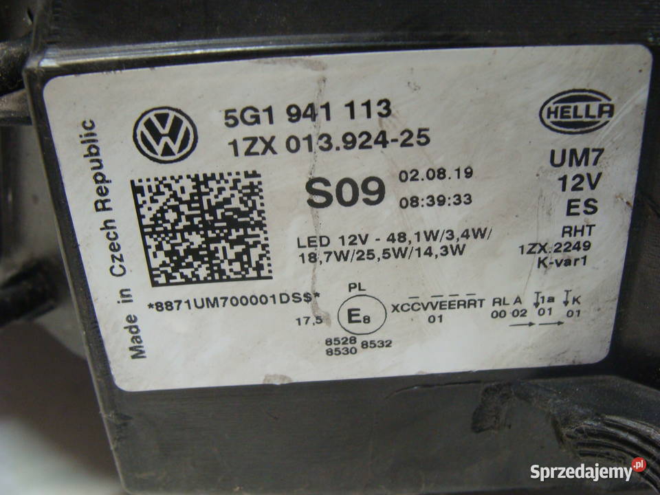 VW GOLF VII LIFT LAMPA PRZEDNIA LEWA 5G1941113 Goleniów sprzedam