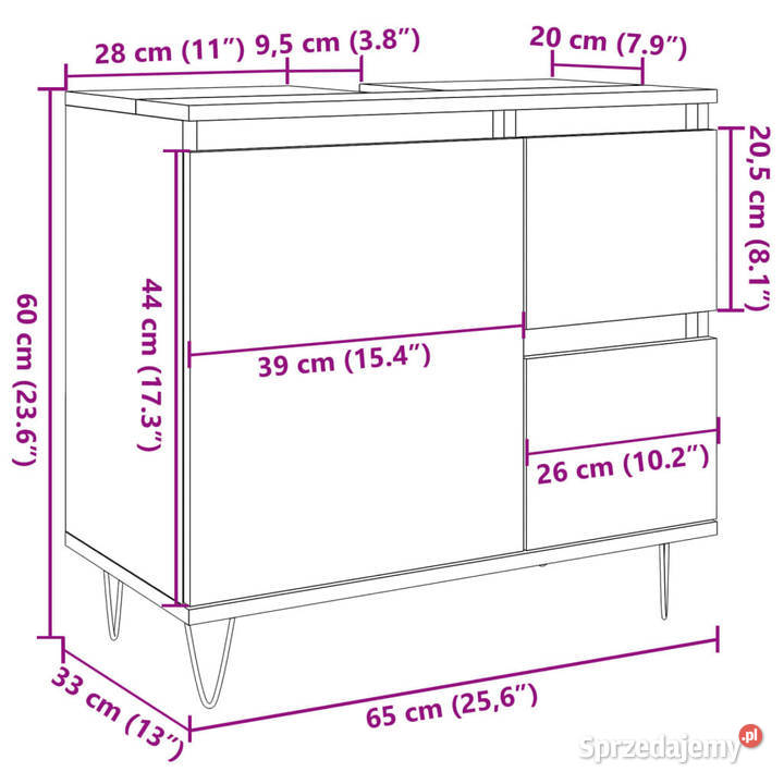 Szafka pod umywalkę dąb artisan 65x33x60 Warszawa sprzedam
