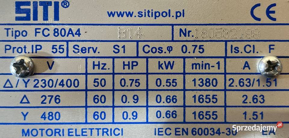 motoreduktor przekładnia 055kW 20obr 3fazowy Silniki Pigża