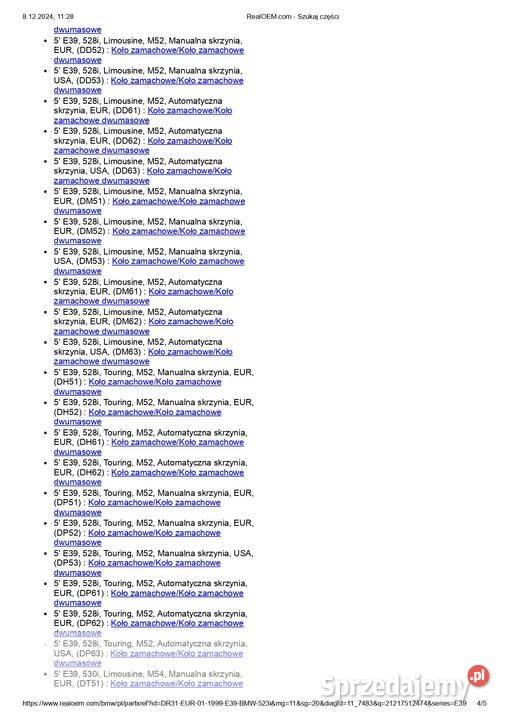 Dwumas E39 M52 i M 54 21217512474 sprzedam