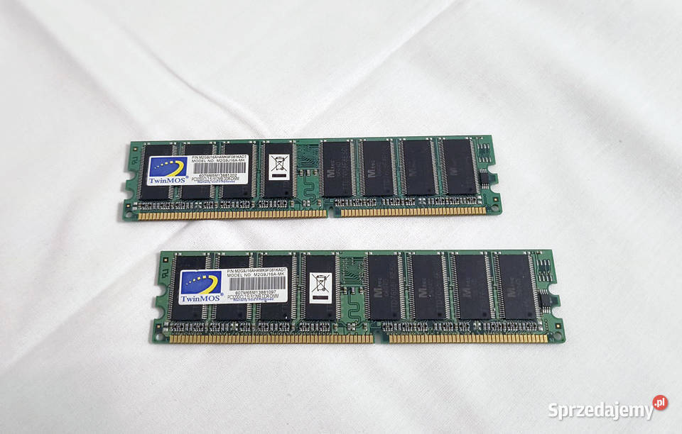 Zestaw 2 Pamięci RAM TwinMOS 2x512 MB razem 1 GB Poznań sprzedam