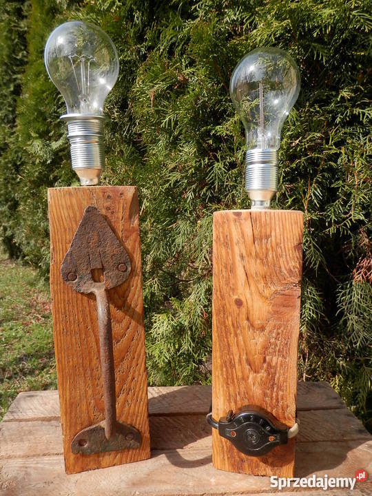 Lampa ręcznie wykonana ze starej belki sosny zachodniopomorskie Szczecinek
