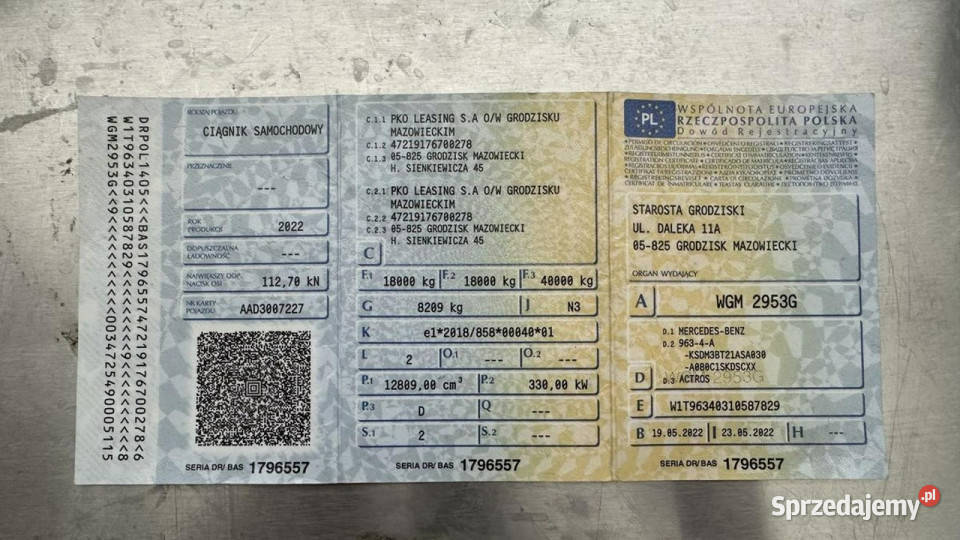 Mercedes Actros 1845 Actros LS E6 180t 449KM Samochody ciężarowe Grójec sprzedam