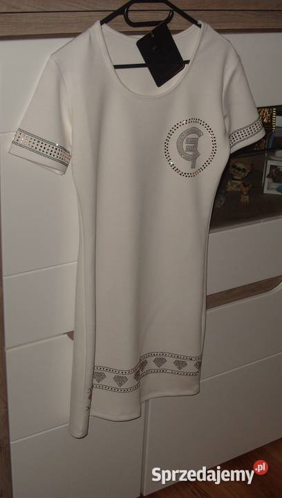 śmietankowa sukienka CHERLIZE FASHION ozdobne sprzedam