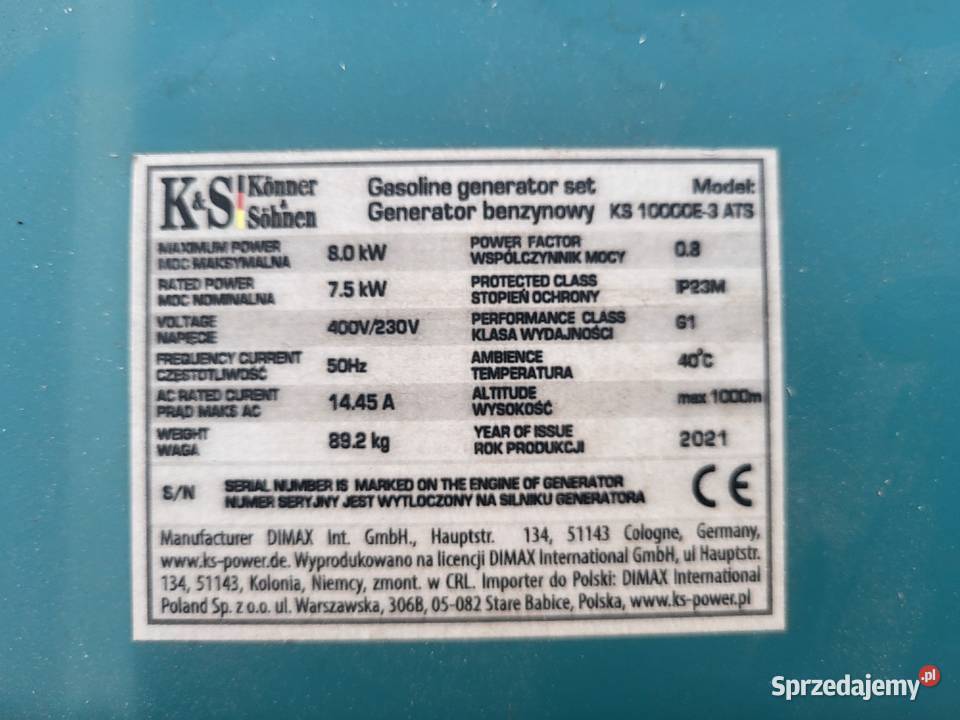 Agregat prądotwórczy 8kw Kruklanki