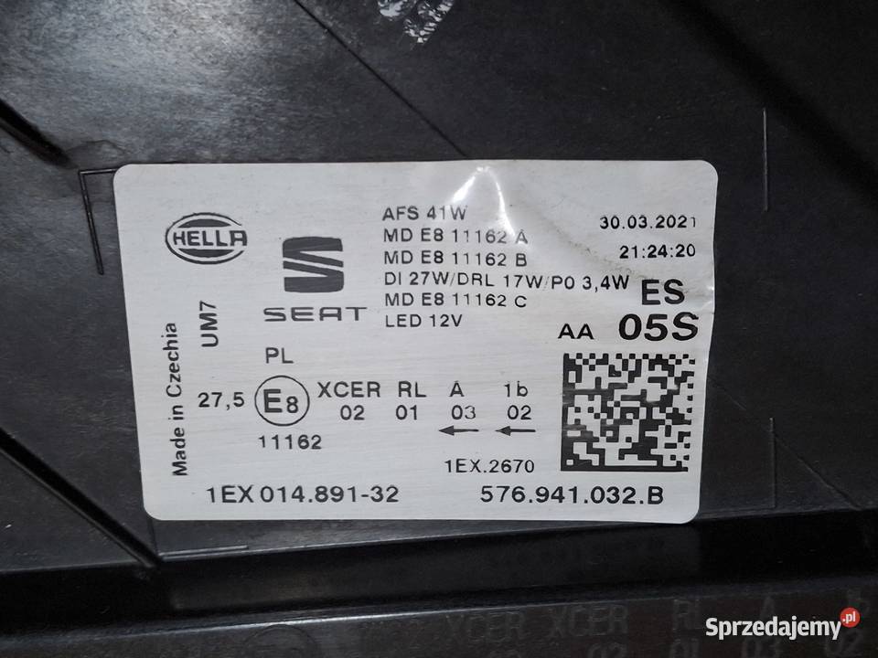 SEAT ATECA LIFT REFLEKTOR PRAWY FULL LED LAMPA osobowe Bieleń