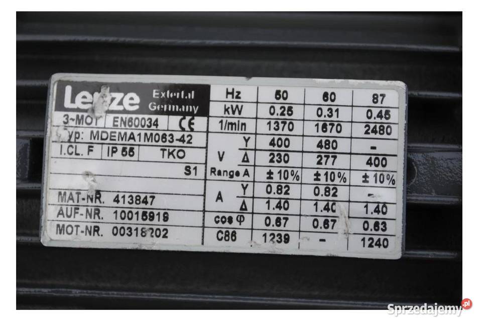 Motoreduktor kątowy 025kw 253obrmin LENZE Pozostałe Kargowa