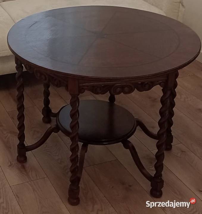 Stylowy stolik kawowy vintage ręcznie toczone Nowy Dwór Mazowiecki