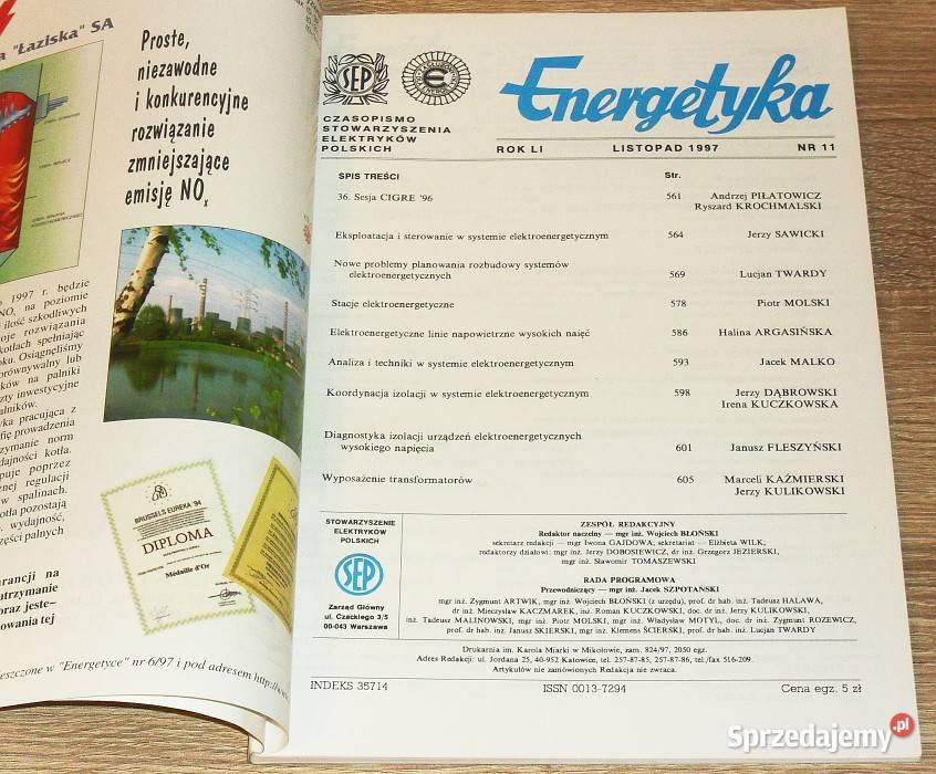 Miesięcznik branżowy SEP ENERGETYKA listopad śląskie Gliwice