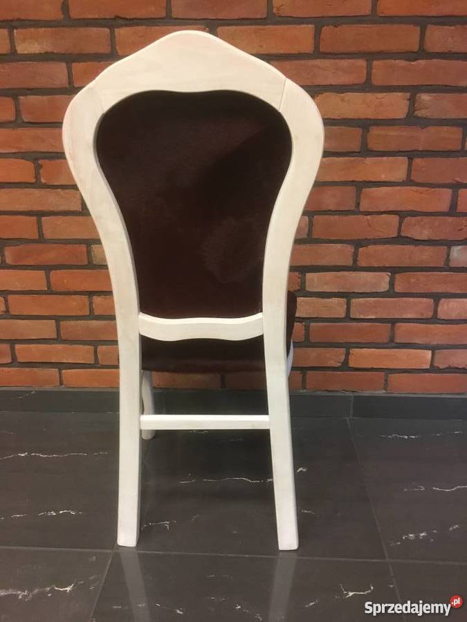 Krzesło bukowe bielone ręcznie tapicerowane Stoły, krzesła, biurka Września sprzedam