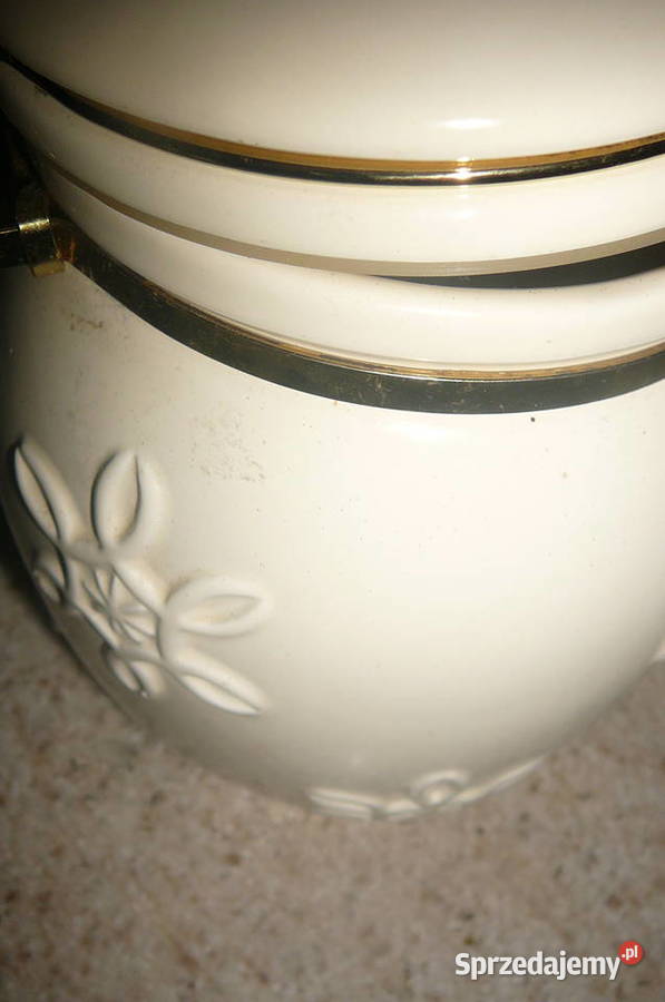 Biały zamykany pojemnik ceramiczny stary Ceramika i szkło