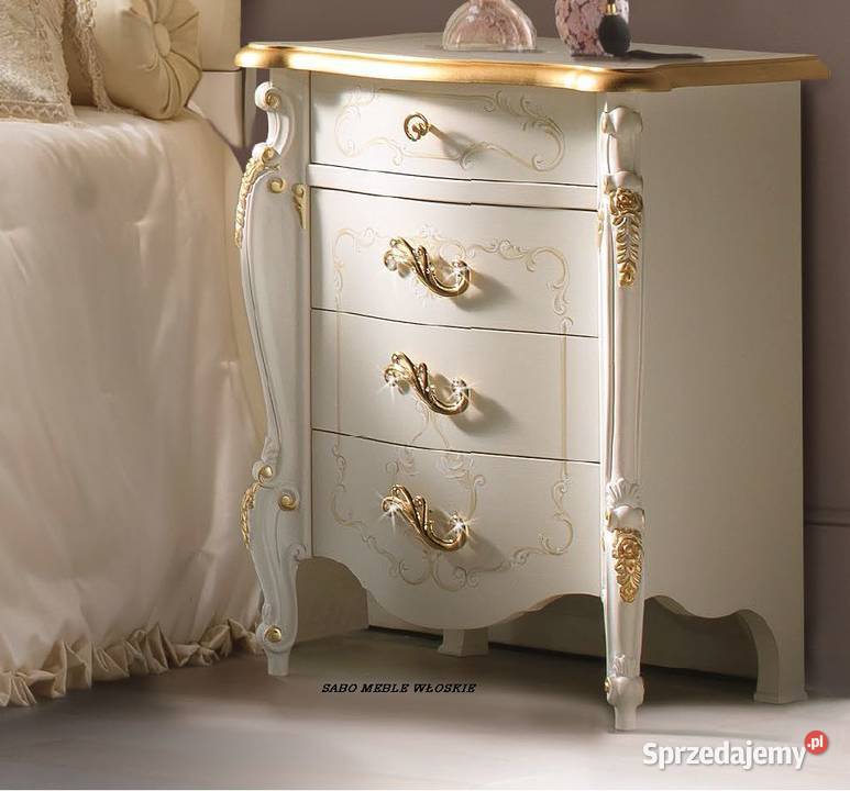 Klasyczna włoska szafka nocna z dodatkami złotymi