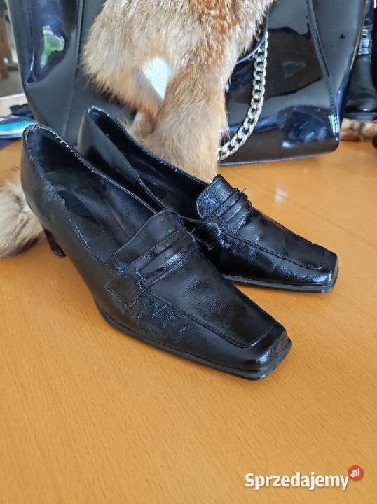 czółenka półbuty lakierowane mokasyny skórzane