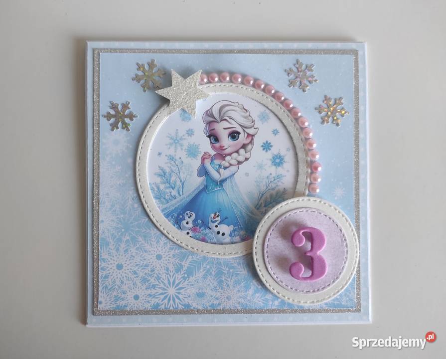 Kartka ręcznie robiona na urodziny Kraina lodu łódzkie