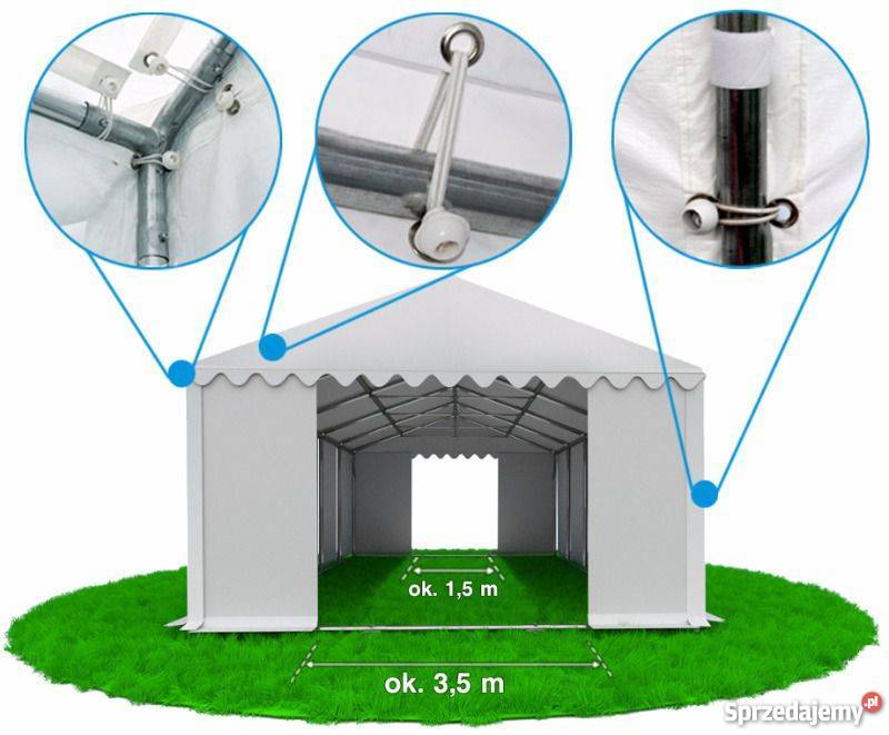 Namiot imprezowy handlowy 6x12 72m2 wzmocniony Wrocław