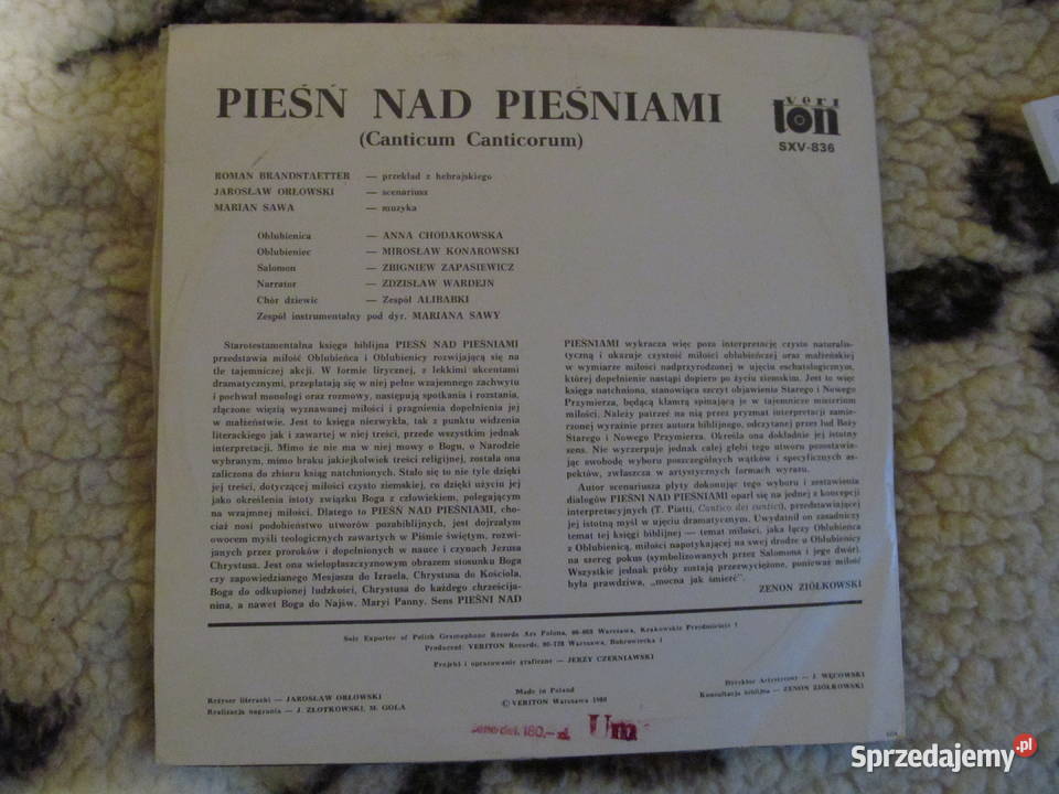 Pieśń pieśniami płyta winyl