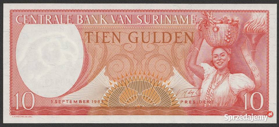 SURINAM 10 GULDENÓW 1963 stan bankowy UNC Łódź sprzedam