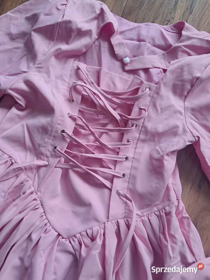 nowa różowa sukienka wiązana z tyłu gorset