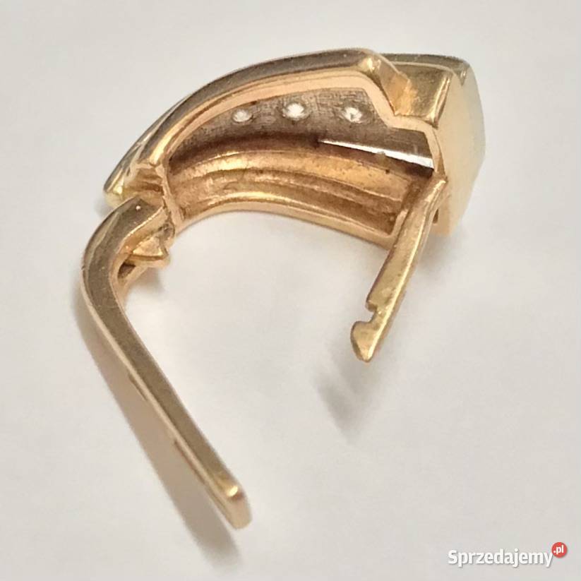 Złote kolczyki 585 14K z cyrkoniami zapięcie Kolczyki mazowieckie Warszawa