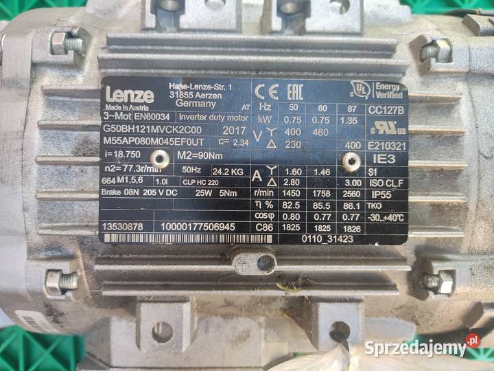 Motoreduktor prosty Lenze 075 kW 400V 773 obrmin Libusza sprzedam