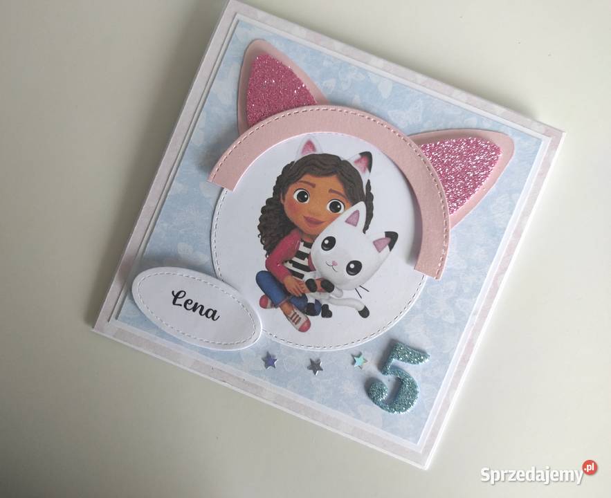 Kartka ręcznie robiona urodzinowa Koci Domek Rękodzieło Łódź