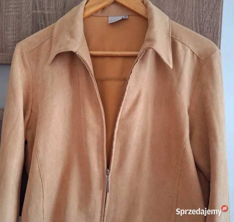 Jesienna zasuwana karmelowa lekka kurtka