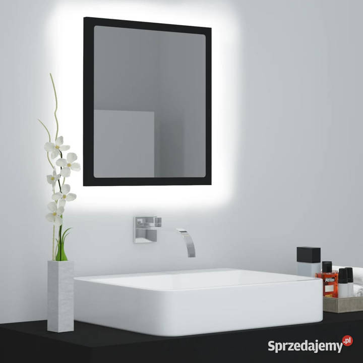 Lustro łazienkowe LED czarne 40x85x37 akryl Warszawa