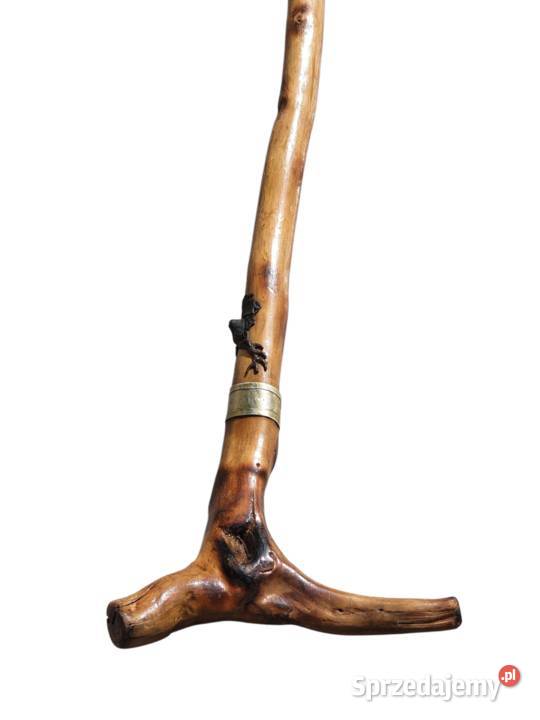 Stara piękna drewniana laska ręcznie rzeźbiona Cieszyn