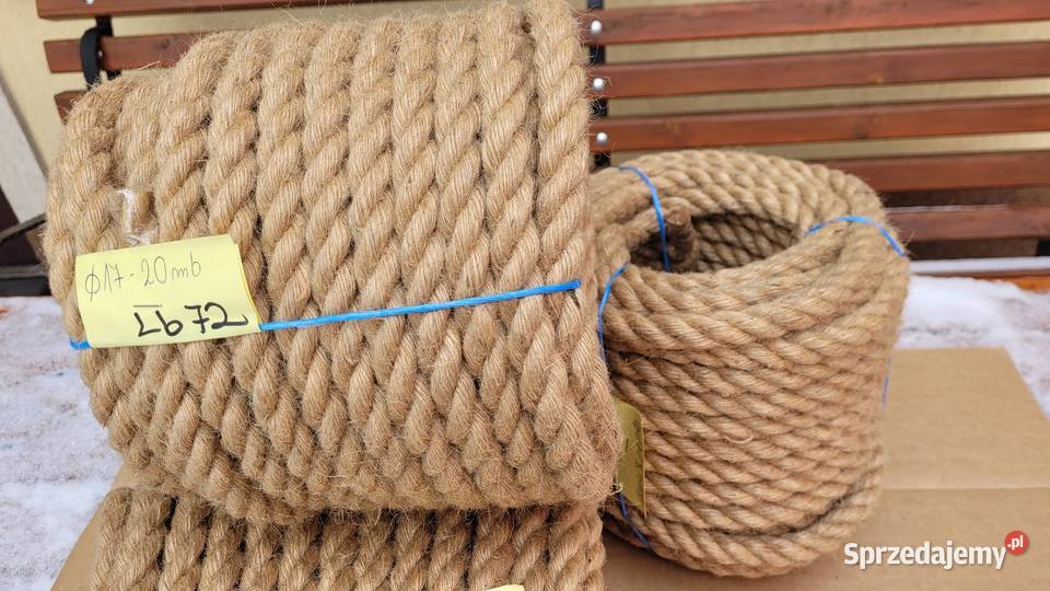Lina jutowa 17mm 20m różne dlugosci lin 30m 50m odcienie brązowego Wrocław sprzedam
