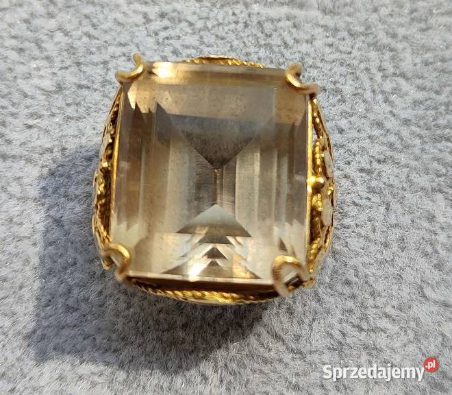 Sygnet pierścień damski z kryształem złoto 750 mazowieckie Mroków sprzedam