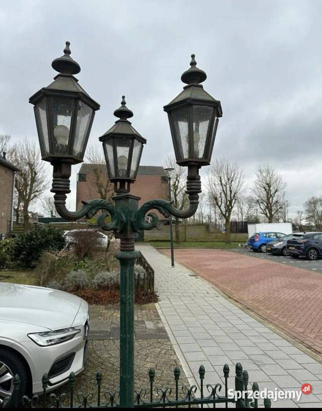 Żeliwna stara pałacowa parkowa latarnia ciężka i Lampy ogrodowe Bystrzyca Kłodzka