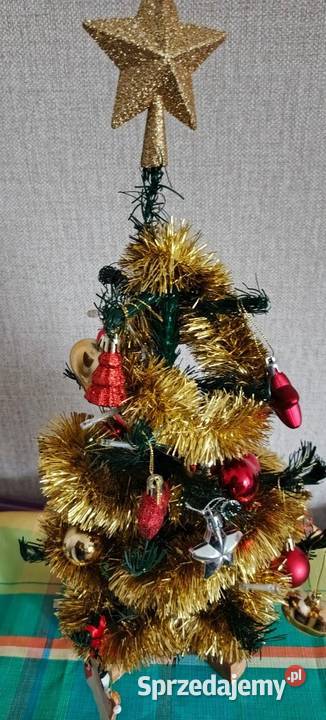 Mała sztuczna choinka z bombkami i oświetleniem Dekoracje świąteczne Łódź