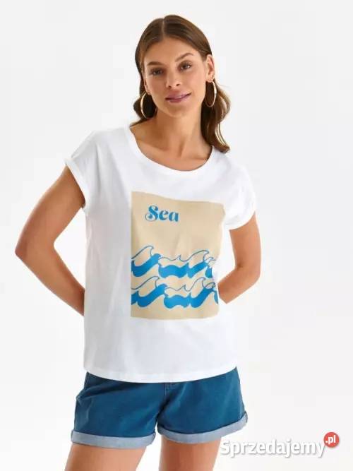 biały tshirt z nadrukiem Top Secret Olkusz