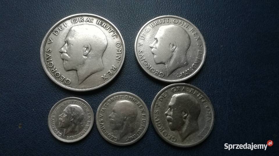Anglia, zestaw monet z Jerzym V_srebro
