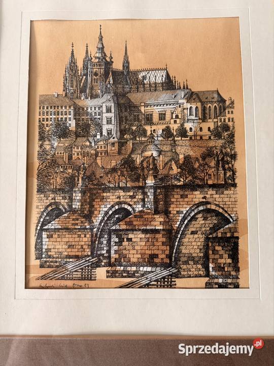 Grafika Artystyczna Praga 1982 Sygnowana śląskie Czerwionka-Leszczyny